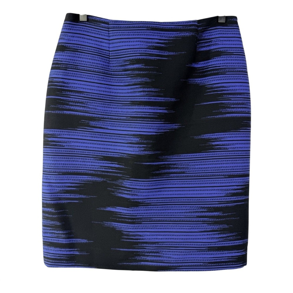 Worth New York Blue Black Textured Pencil Skirt Size 6 Made in USA Lined